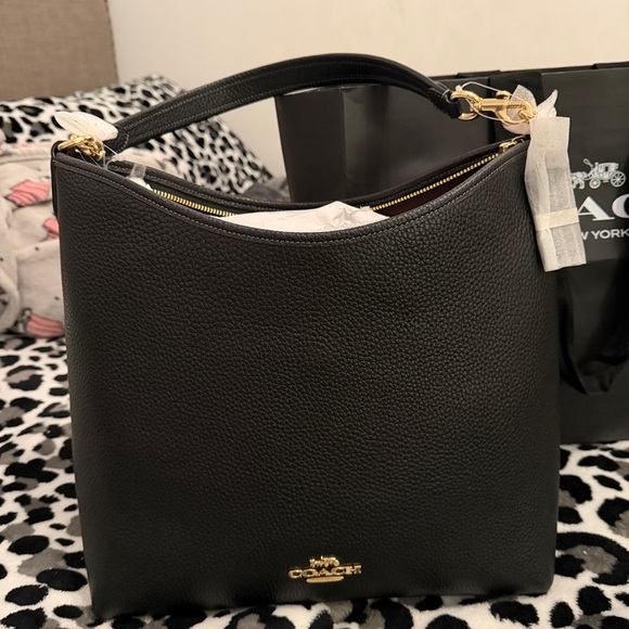 Coach Handbags - Coach Black Pebbled Leather Hobo Bag
